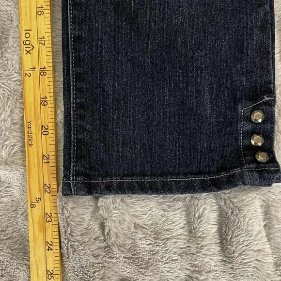 Nine West Jeans Womens 6 Capri Cropped Dark Wash Embellished Stretch Denim Boho - Picture 10 of 11